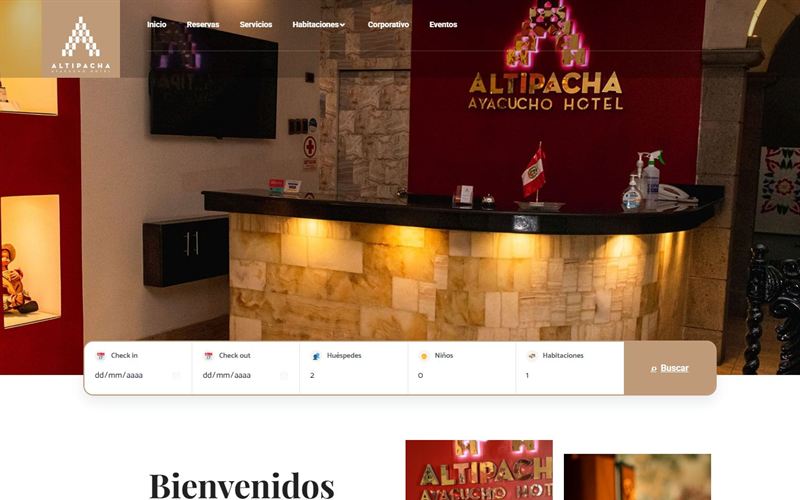 Portada de la web de Altipacha Ayacucho Hotel