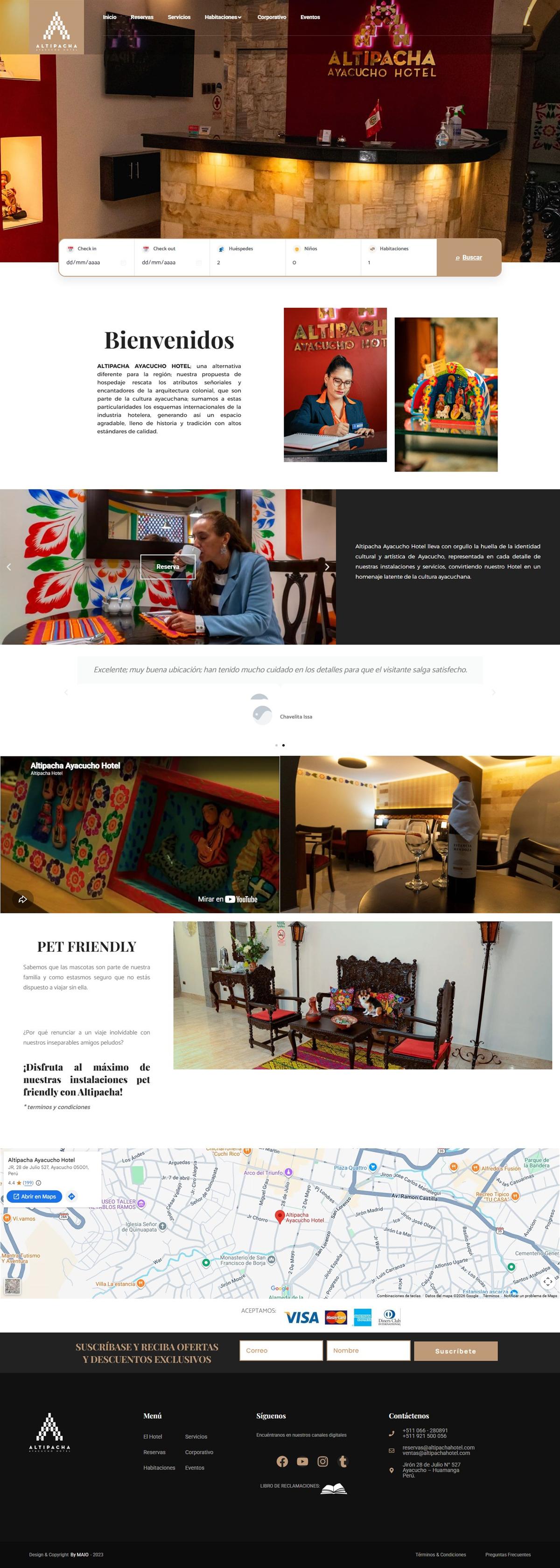 Web de Altipacha Ayacucho Hotel en escritorio