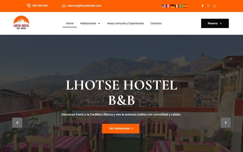 Portada de la web de Lhotse Hostel en escritorio