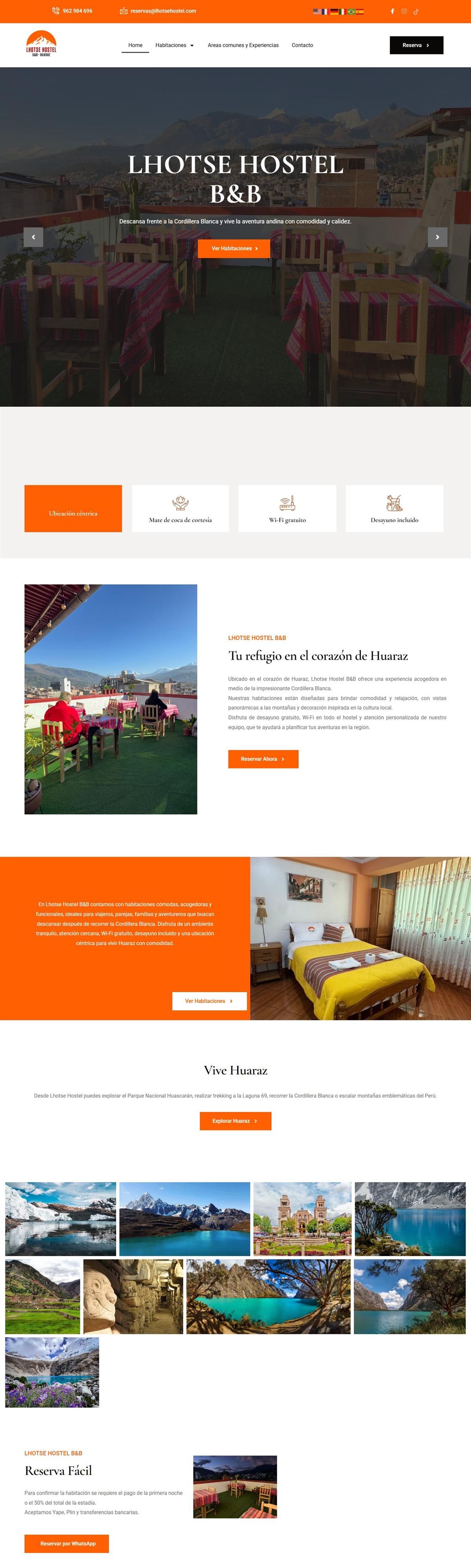 Web de Lhotse Hostel B&B en escritorio